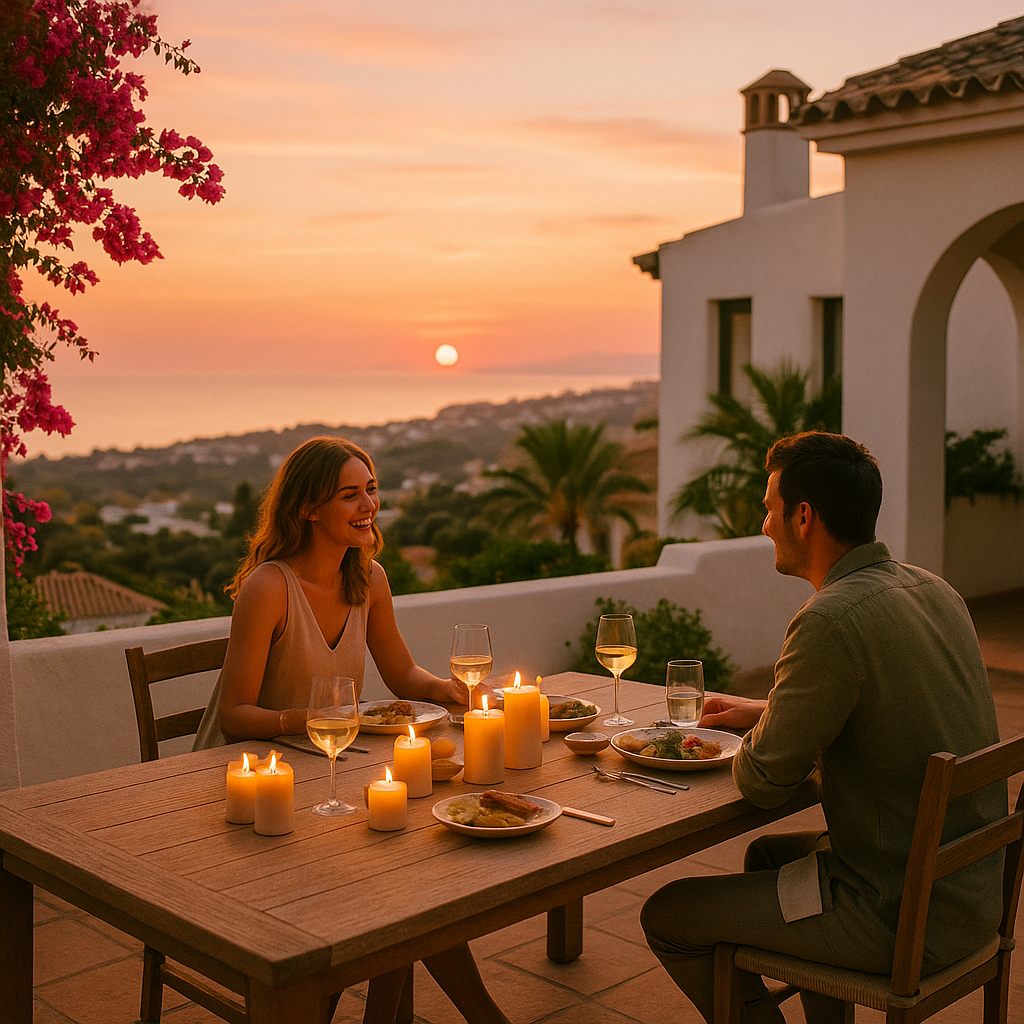 Dinner with a view, framed by sunset